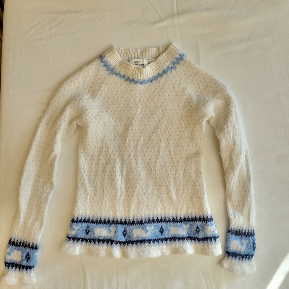 Vineyard Vines Kids Fair Isle Sweater XS (5-6) Lambswool Cashmere Nordic Ruffle - Picture 1 of 8